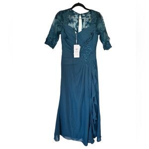 JJ's House Chiffon Ruffle Gown Wedding & Special Occasion Ink Blue Women Size 6